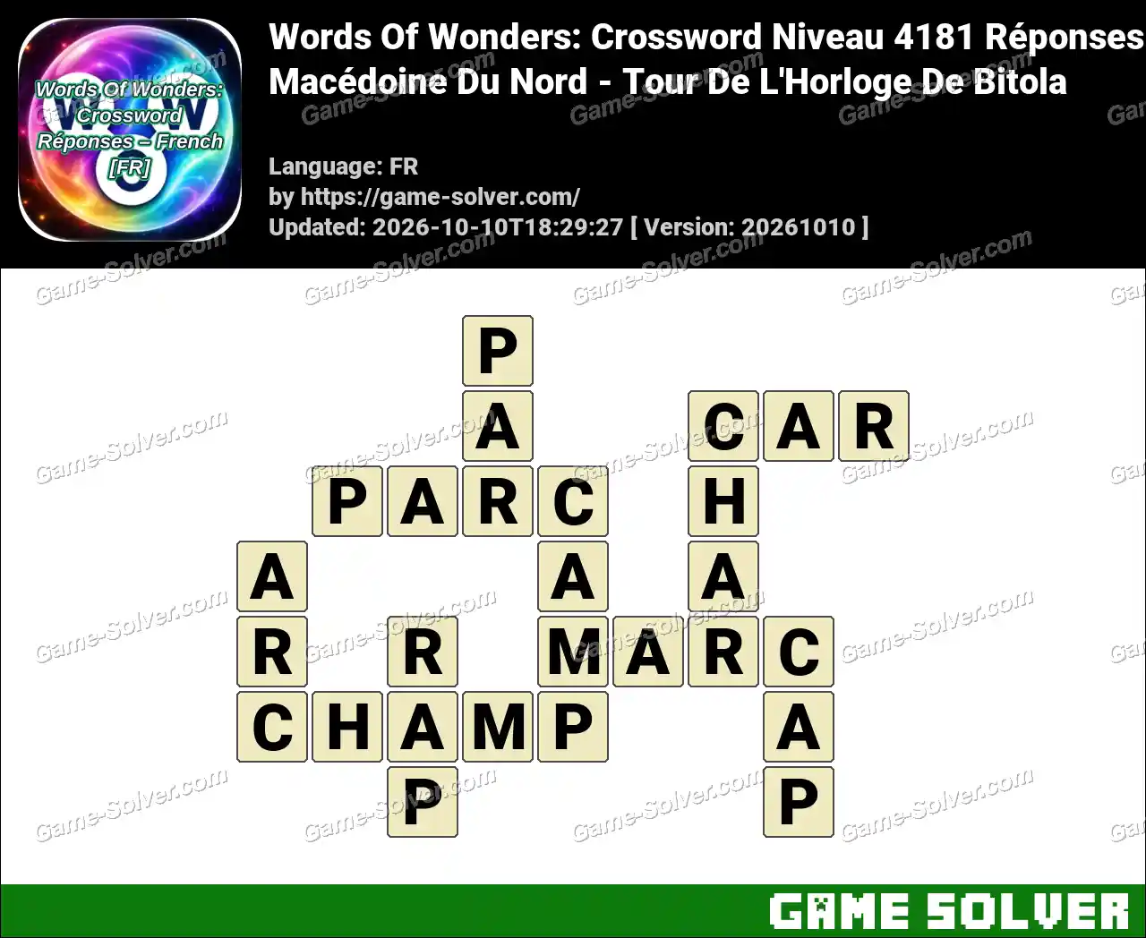 Words Of Wonders: Crossword Niveau 4181 Réponses – Macédoine Du Nord – Tour De L’Horloge De Bitola